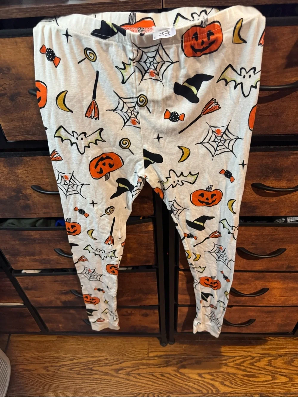 Carter's White Halloween Pumpkin & Witch Hat Kids Leggings